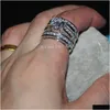 Anéis Vecalon Jóias Finas Princesa Corte 20Ct Cz Diamante Anel de Noivado Conjunto para Mulheres 14Kt Branco Ouro Cheio Dedo Drop Entregar Dhwtv