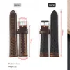 Bandas de reloj Banda de cera de aceite negra hecha a mano 18 mm 19 mm 20 mm 21 mm Correa de cuero genuino transpirable porosa impermeable para hombres y mujeres