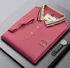 Luxuremerk Heren Polo Shirt 2023 Nieuwe reversbrief Borduurwerk Men T-shirt Europees Business Casual Mens Clothing