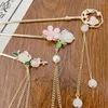 Hair Clips Chinese Style Hanfu Flower Jade Leaf Imitation Pearl Tassel Stick Exquisite Metal Pin Ancient Headwear