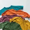T-shirt 100% cotone T-shirt per bambini di base Primavera Autunno Camicie a maniche lunghe color caramello coreano Camicetta allentata casual WTB49 230427