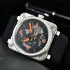 최고 디자이너 품질 44mm Mens Bell Watch 방수 자동 이동 기계식 사파이어 유리 스테인리스 스틸 남성 Ross Wristwatches