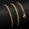 Chains 2023 Punk Style Men's Fashion Jewelry 3mm Stainless Steel Flower Basket Chain Necklace 60cm Gold Color Long Link Box