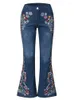 Jeans femininos plus size bordado mãe casual boot corte flare para mulheres outono streetwear 90s roupas vintage verão calças de cintura baixa