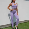 Yoga outfit Summer Gym Set Ribbed Top Women Fitness Shorts Sports Sporty Leggings Push Up Workout Set Yoga Wear Two Piece Outfit 2023 P230504