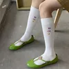 Skarpetki dla kobiet małe pończochy kwiatowe dziewczęta kolan jk prosty stały kolor koreański styl długi kawaii cielę