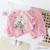 Clothing Sets Casual Sports Kids Suit Baby Girls Clothes Set Applique Sequins Sweatshirt Pants 2pcs Suit Children Clothing Outfits