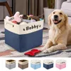 Accessories Personalized Dog Toy Basket Folding Pet Storage Box Free Print Name Paw Dogs Baskets For Dogs Toys Clothes Shoes Dog Accessories