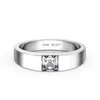 Anéis de cluster 0.5ct princesa corte moissanite anel de diamante 14k ouro branco jóias de aniversário de casamento fino