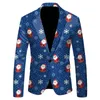 Men's Suits Single One Button Christmas Printed Casual Suit Slim Fit Outfits For Men 3 Piece Rain Cycling