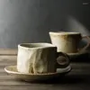 Tazze Piattini Stile creativo giapponese Fatto a mano in ceramica Tazza da caffè Piattino Set vintage Tè pomeridiano Espresso Regali