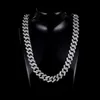 Gemsme Full Iced Out Cubic Zirconia Cuban Link Chain Hip Hop 18K White Gold Plated Miami Cuban Link Chain Necklace For Men Women