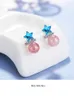 Boucles d'oreilles à tige couleur argent azur ciel étoilé pour femmes fiançailles strass perles roses étoile bleue boucle d'oreille Fsahion bijoux fins