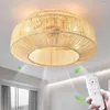 Chandeliers Caged Ceiling Fans With Lights And Remote Control 20 Inch Flush Mount Rattan Retro Fan Light