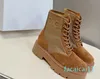 Designer E Haute Qualité Nouveau Cuir Véritable Tête Ronde Martin Bottes Femmes Matsutake Semelle Épaisse Talon Épais À Lacets Bottes Courtes