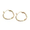 Pendientes de aro 21.6mm 22.7MM 18K Chapado en oro amarillo Plata de ley 925 Cuerda geométrica Trenzado Gran círculo Huggie JOYERÍA