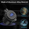 12/24V Alluminio Metallo 36W QC3.0 Dual USB Caricabatteria da auto per motore Presa impermeabile con interruttore voltmetro Adattatore di ricarica rapido rapido