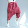 Dżinsy workowate harem dżinsy kobiety japońskie zgrane dziury dżinsowe spodnie szerokie nogi krople krocze Hip Hop Streetwear Bloomers