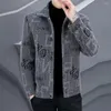 Men's Jackets Button-up Men Coat Chinese Print Cardigan Jacket Warm Stylish Fall/winter With Turn-down Collar Long Sleeves