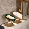 Vaisselle légère en céramique de luxe en forme de feuille, boîte à savon, porte-savon, plaque de rangement, plateau, fournitures de salle de bain, douche, support de salle de bain