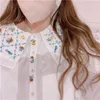 Женские блузки с кукольным воротником, кружевная рубашка с вышивкой для женщин, осень 2023, французские винтажные топы с длинными рукавами, свободный крой, Blusas Estampadas