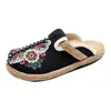 Slippers Yourseason Vrouw Retro -borduur Flat Shoes Summer 2023 Slides Vrouwen Vintage Flower Handgemaakt beknopt