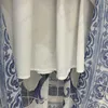 Modekleider Luxus Hot Drill Paillettenbesatz Ausschnitt Revers Lange Ärmel Kleid Blaues und weißes Porzellan bedruckt Schnürung Hohe Taille Linie Temperament Slim Maxiskit
