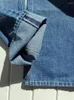 Damen-Jeans, Logo-Stickerei, Damen, lässig, hohe Taille, blauer Reißverschluss, modische Schlaghose, Damen, Baumwolle, abgeschnitten, 2023