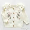 Ensembles de vêtements Nouveau printemps automne infantile bébé filles tricot à manches longues fleur manteau bretelles barboteuses vêtements ensembles enfants fille costume vêtements