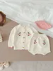 Ensembles de vêtements automne-né pour nouveau-né bébé cardigan girls manège broderie veste tricot tricot manteau kid