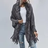 Sweaters Faux Fur Collar Cardigan Poncho Tassel Tibiletería Capa de tejido Sweater Solid Sweter Women Casual Loos