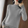 Suéteres para mujer Moda Mujeres Mock Cuello Manga larga Ropa de punto Cálido Sólido Slim Fit Jersey Básico Coreano Punto Tops Camisa de fondo Jumper