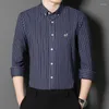 Men's Casual Shirts Oxford Classic Striped Shirt Long-Sleeved All-Match Business Office Social Fashion Clothing