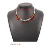 Kettingen Mode Dame Rode Chili Peper Kettingen Voor Vrouwen Bohemian Kralen Handgemaakte Parels Hars Kraag Choker Sieraden Gift