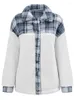 Maglieria da donna 2023 Donna Sherpa Maglione Plaid Colletto della camicia Cardigan Elegante Patchwork Fuzzy Top Inverno Casual Streetwear Felpe