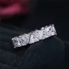 Bröllopsringar Huitan Luxury Band Promise For Women Unique Triangle Cubic Zirconia Design Top Quality Trendy Jewelry Dropship 231124