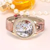 Zegarek moda Paris Eiffel Tower Watch Women luksusowe diamentowe zegarki brązowe skórzane zespół kwarcowe panie Montre femme