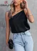 Tanks Femmes Sexy Femmes Camis Tops Été Une Épaule Dos Nu Casual Noir Bureau Lady Basic Satin Soie Réservoir Asymétrie Bande Crop