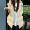 女性のベスト冬のフード付きビッグサイズ4xlベスト暖かい腫れたノースリーブジャケットが厚くなっている綿chalecoファッション調整可能ウエストコート231124