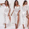 Dames Swimwear 2023 Classic Solid Hollow Out Beach Cover Ups For Women Tunic Summer Holiday Wear Bikini Coverup Dress 230426