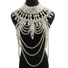 Halsdukar kvinnor imitation pärla pärlor kroppskedja sjal handgjorda smycken haklapp halsband krage vintage lyxig lager dräkt 231127