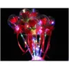 Party Decoration LED GAFT LIGHT UP Glowing Red Rose Flower Wands Clear Ball Stick For Wedding Valentines Day Atmosphere Decor Drop DHW4N