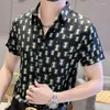 Men's Casual Shirts 2023 Summer Men Abstract Art Print Quality Short Sleeve Shirt Male Business Social Formal Dress Camisa Masculina