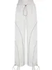 Women's Pants Y2K White Casual Baggy Womens Joggers Sweatpants Contrast Stitching Stripe Drawstring Elastic High Waist Hippie Harem