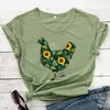 Dames t shirts zonnebloem kip grappige t-shirt dame minnaar shirt natuurlijke inspiratie vrouwen modekleding tee tops