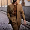 Costumes pour hommes STEVDITG Marron 2 pièces Veste Pantalon Lâche Peaked Revers Simple Boutonnage Smart Casual Tenues de mariage Vêtements masculins