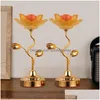 Bougeoirs 2X Lotus Ghee Porte-lampe Beurre Chandelier Pour Chambre Drop Livraison Maison Jardin Décor Dhs1J