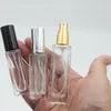 Clear Portable Glass Parfym Spray Bottle 10 ml 20 ml Tomma kosmetiska behållare med atomizer Gold Silver Cap Fragrance Bottles XBWQM