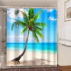 Rideaux 3D bord de mer mer plage rideaux de douche cocotier salle de bain rideau tissu imperméable Polyester rideau de bain avec crochets Cortinas