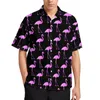 Men's Casual Shirts Flamingo Birds Beach Shirt Tropical Garden Hawaiian Male Fashion Blouses Short-Sleeve Graphic Tops Large Size